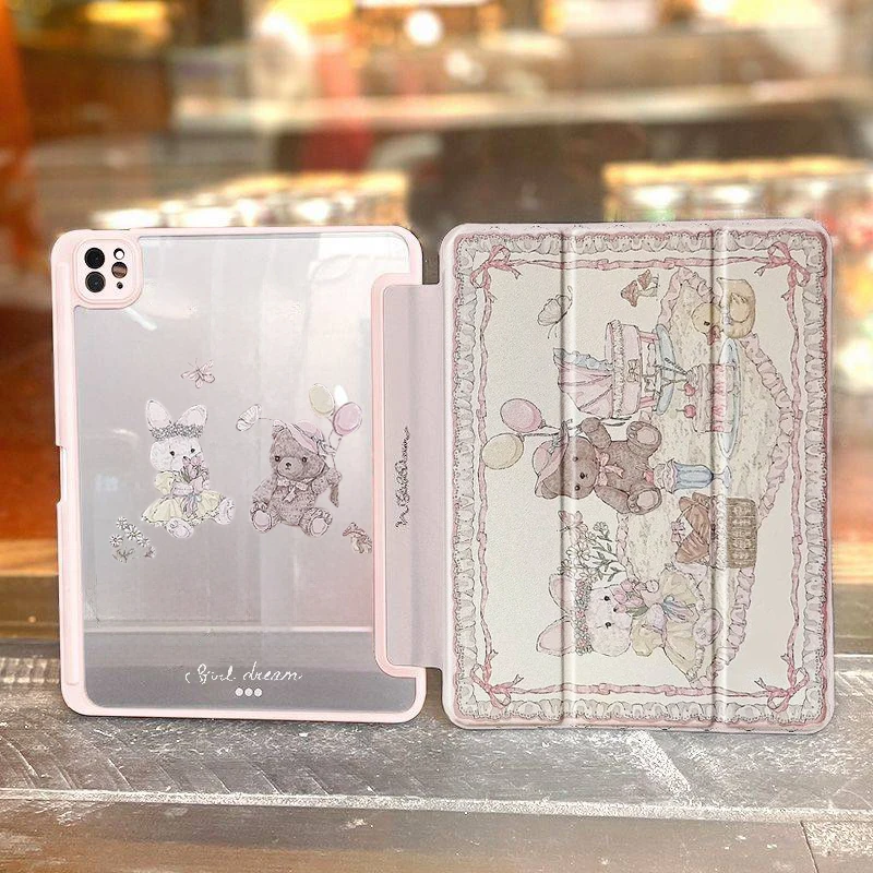 حافظة لجهاز iPad 10th Gen 3 غطاء شفاف قابل للطي لهاتف Air 4 5 6 10.9in 11in 13in For Air 2 9.7 Pro 11 12.9 13 Mini 6 7