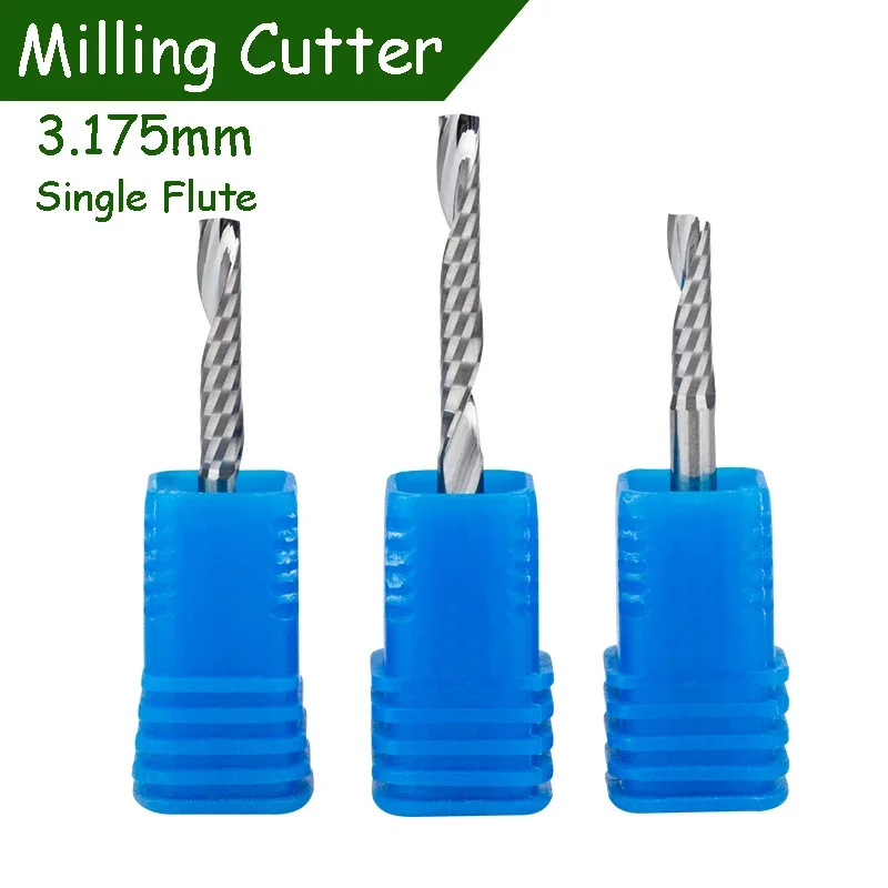 

3.175mm Single Flute Spiral Cutter 3A Quality CNC Router Bits For MDF Acrylic PVC End Mill Carbide Milling Cutter 1~3.175mm