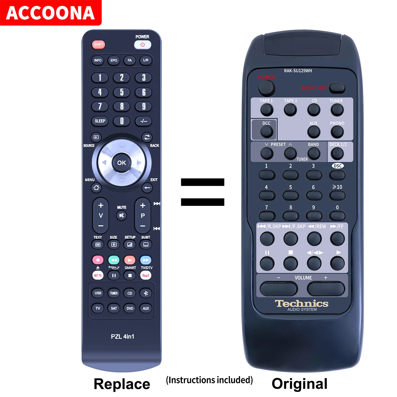 Remote control RAK-SU129WH for Technics RS-TR575 SUV500 SUC800-U ST-GT350