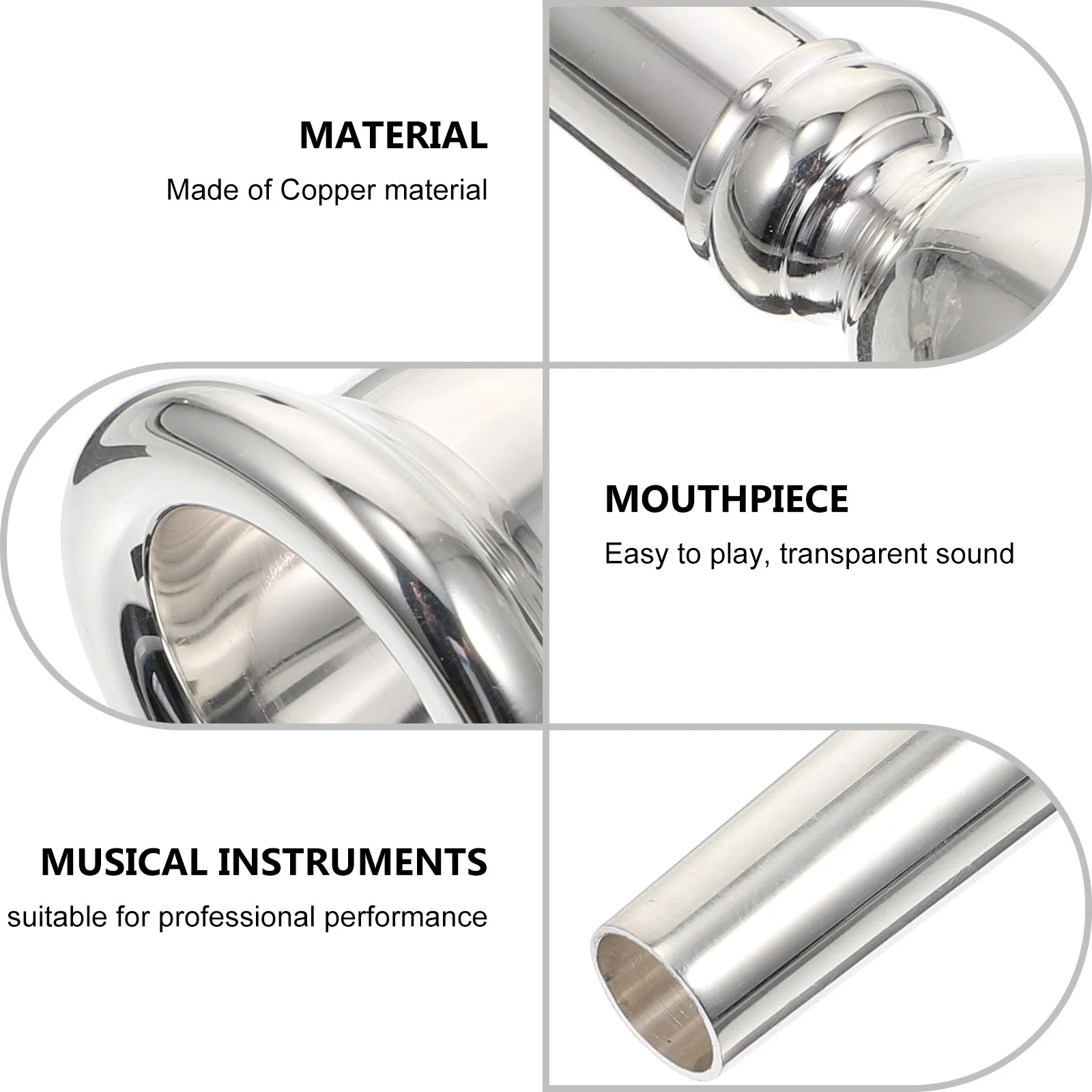 

1Pcs Euphonium Mouthpiece Elegant Surface Professional Instrument Accessory for Beginners Silver Euphonium Instrument Accessory