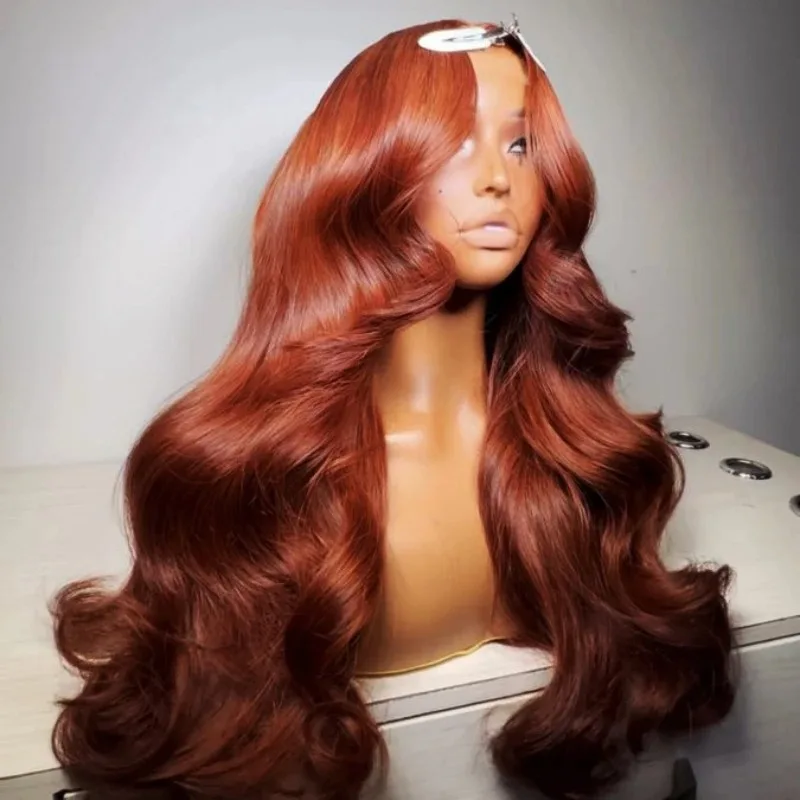 

Ginger Orange Wig 13x4 HD Long Body Wave Lace Frontal Wig Glueless Preplucked Synthetic High Quality Heat Friendly Wear Cosplay