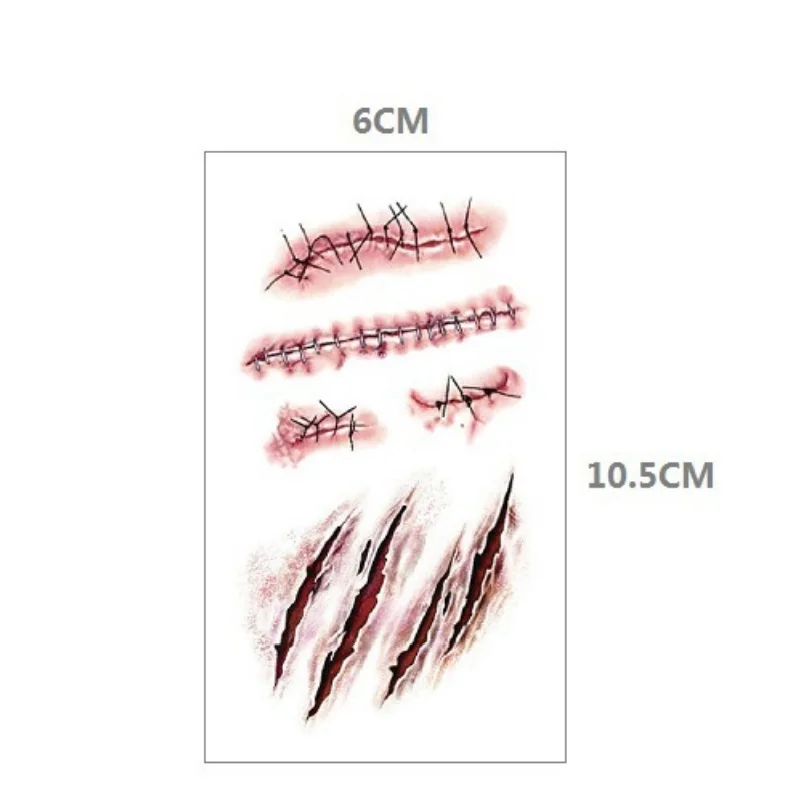 Tatuajes temporales de Halloween con cicatrices de Stitch, pegatinas de tatuajes de heridas falsas impermeables, tatuajes realistas de costras para disfraz de Halloween, maquillaje para fiestas de cosplay