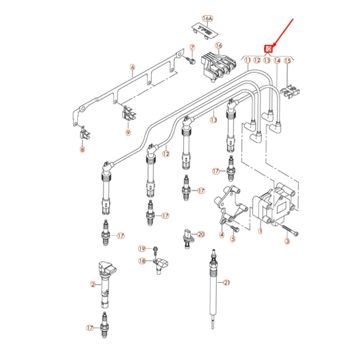 4 pezzi 03F 905409 Accensione C 8 mm per VW Golf Beetle Touran Polo Skoda Yedi Octavia 1.2T Cavo linea di accensione smorzamento pressione - L49A