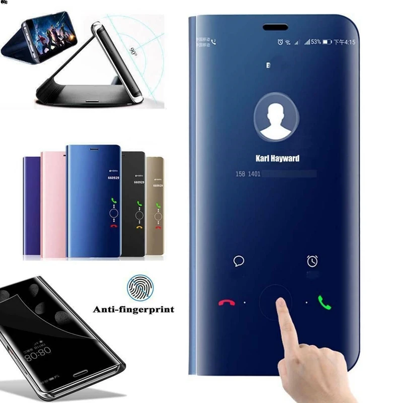 Skinlee For Xiaomi Redmi 14C 13C 12C 10 Case Mirror View Smart Flip Shockproof For Redmi Note 15 14 13 12 Pro Plus 5G 4G Cover
