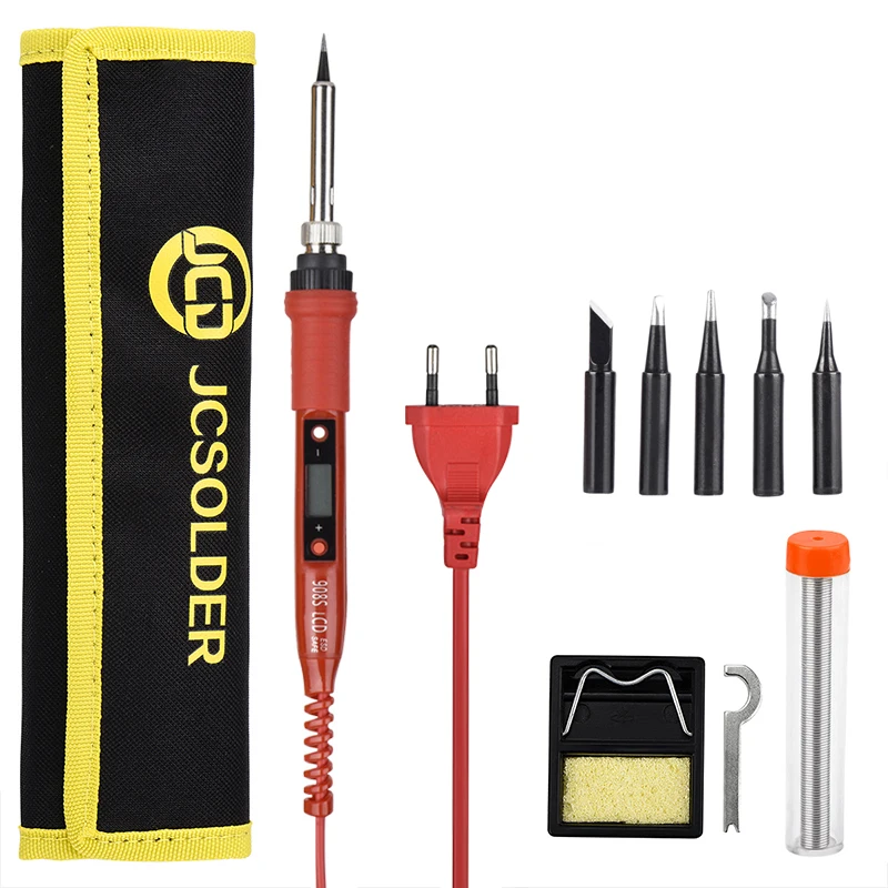 JCD 220V 110V 80W Electric Soldering iron LCD Adjustable Temperature Solder iron With quality soldering Iron Tips and kits 908S