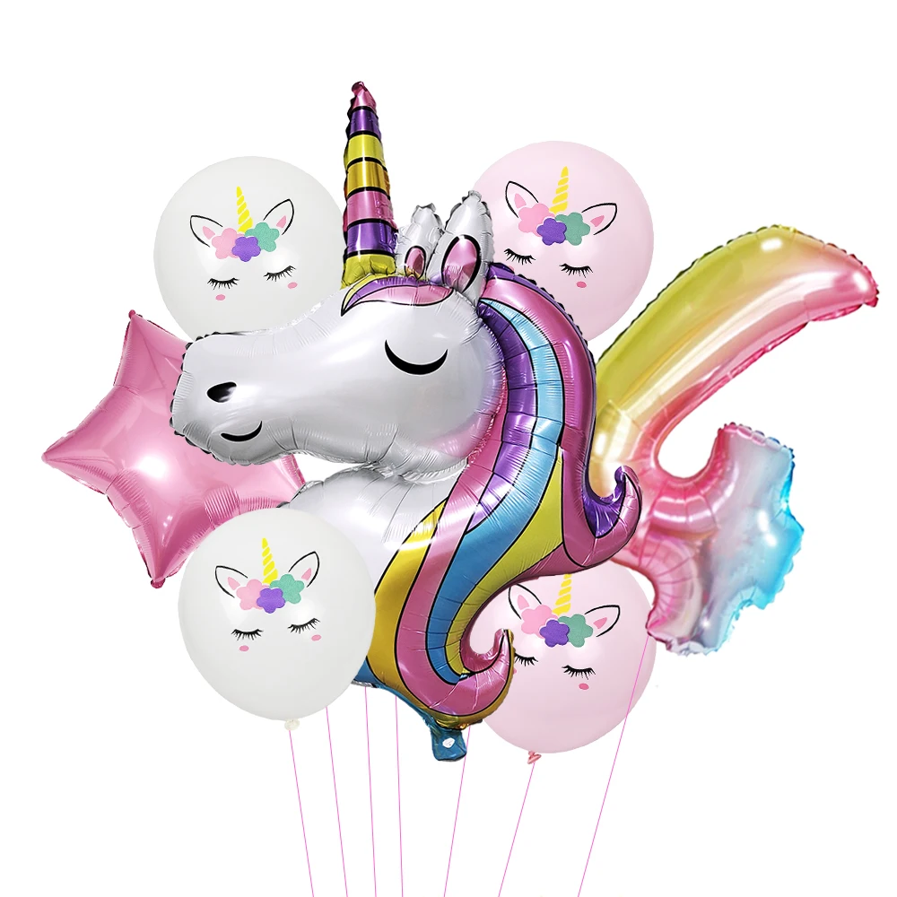 Einhorn Party Luftballons Nummer Folie Luftballons 1 2 3 4 Jahre Einhorn Geburtstags feier Dekoration Regenbogen Einhorn Luftballons Baby party – Detail 5