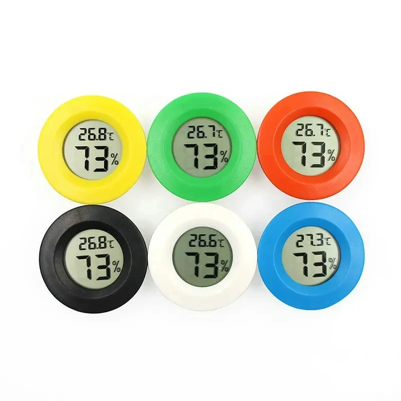 1/2PCS Mini LCD Digital Thermometer Hygrometer Round Temperature Humidity Tester Sensor Detector For Freezer Cigar Box