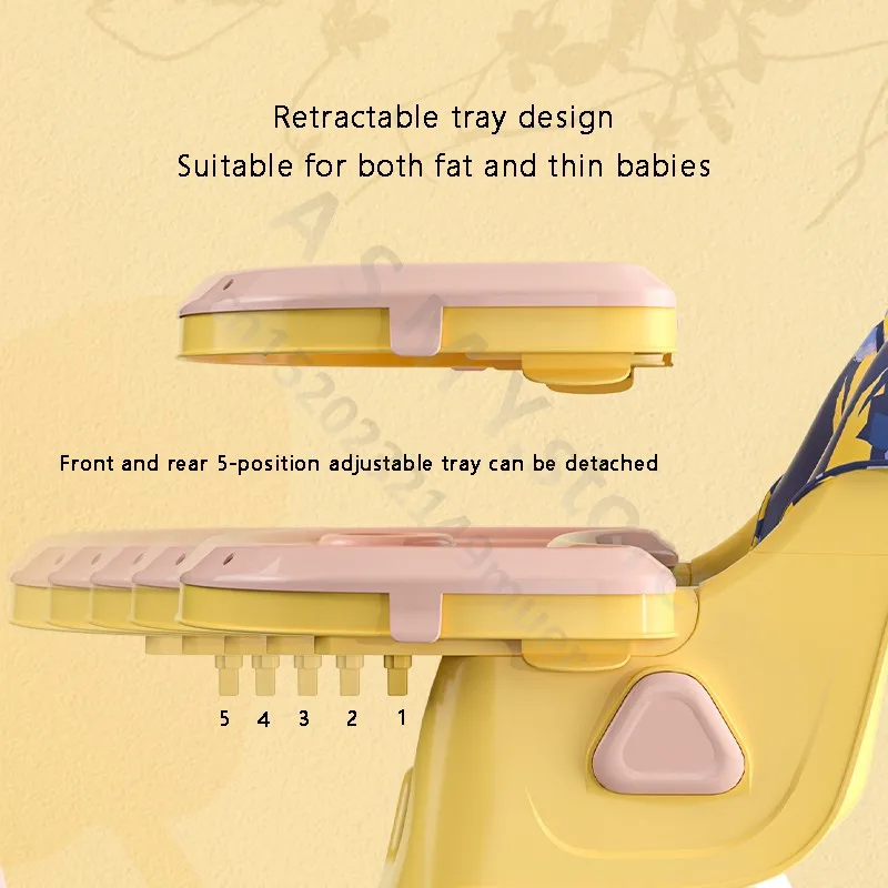 كرسي طعام للأطفال/كرسي طعام قابل للطي متعدد الوظائف للأطفال/طاولة أطفال محمولة/مع عجلة عالمية قابلة للفرامل #6