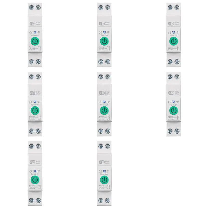 ABKQ-8X Tuya Wifi Smart Circuit Breaker 1P+N 63A Din Rail Switch With Electricity Statistics Remote Voice Control