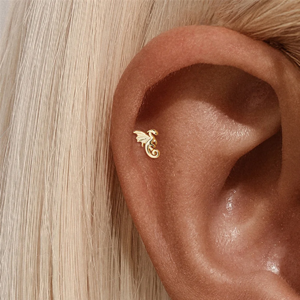Body Jewelry Flat Back - CANNER 925スターリングシルバー フライングドラゴン リップボディ イヤリング ピアス