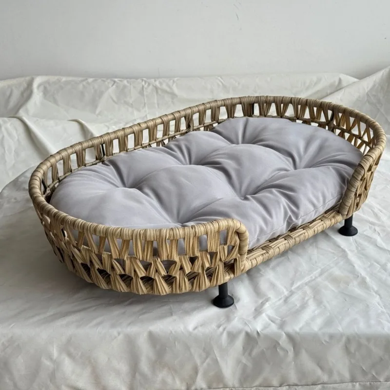 

Rattan four-season universal dog bed pet nest large, medium and small dog nest cat bed wicker plastic rattan woven pet bed