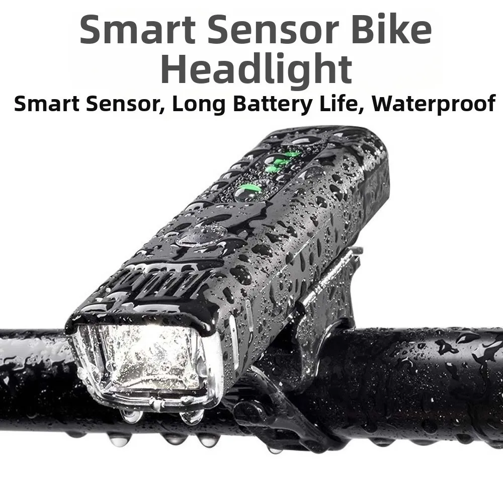 USB Rechargeable Bike Headlight Anti-splash Water Intelligent Light Sensing Front Bicycle Lights Easy To Install Adjustable