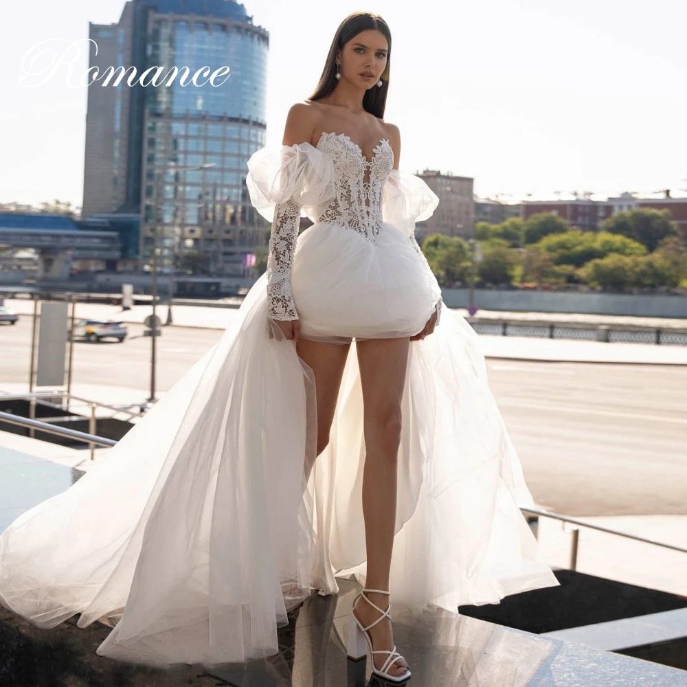 

Modern A-Line Lace Wedding Dress Women Tulle V-Neck Long Sleeves Appliqued Open Back Bridal Gown Vestidos De Novia Customized