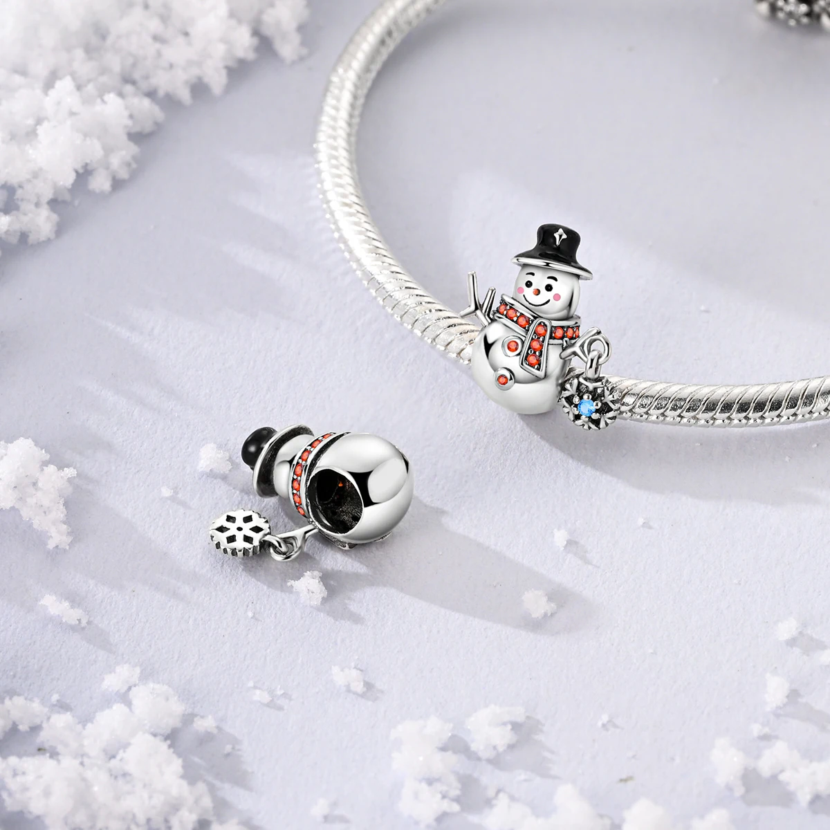 Charms Silver Plated Christmas Winter Snow Beads Fit Original Bracelet Pendants Making Jewelry For Woman