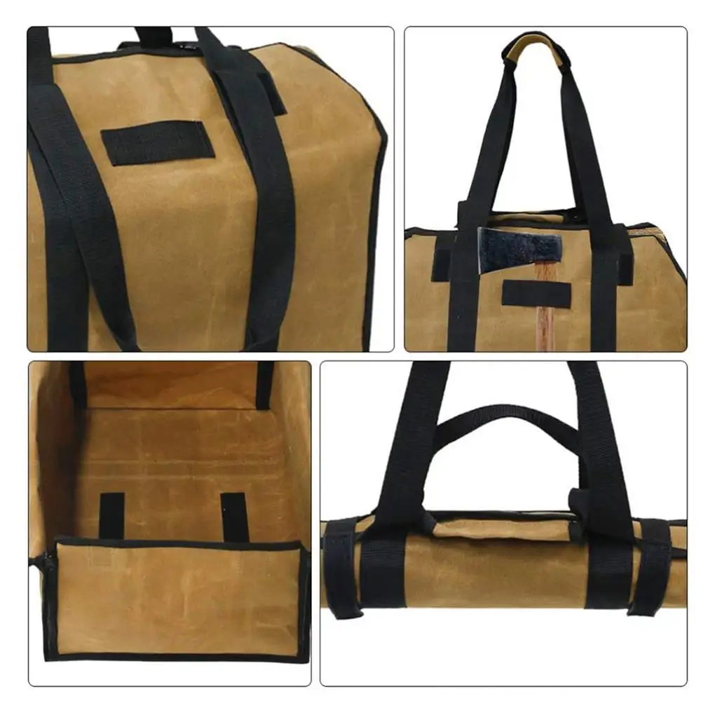 Firewood Log Carrier Tote Waterproof Logs Storage Bag Stove Accessory