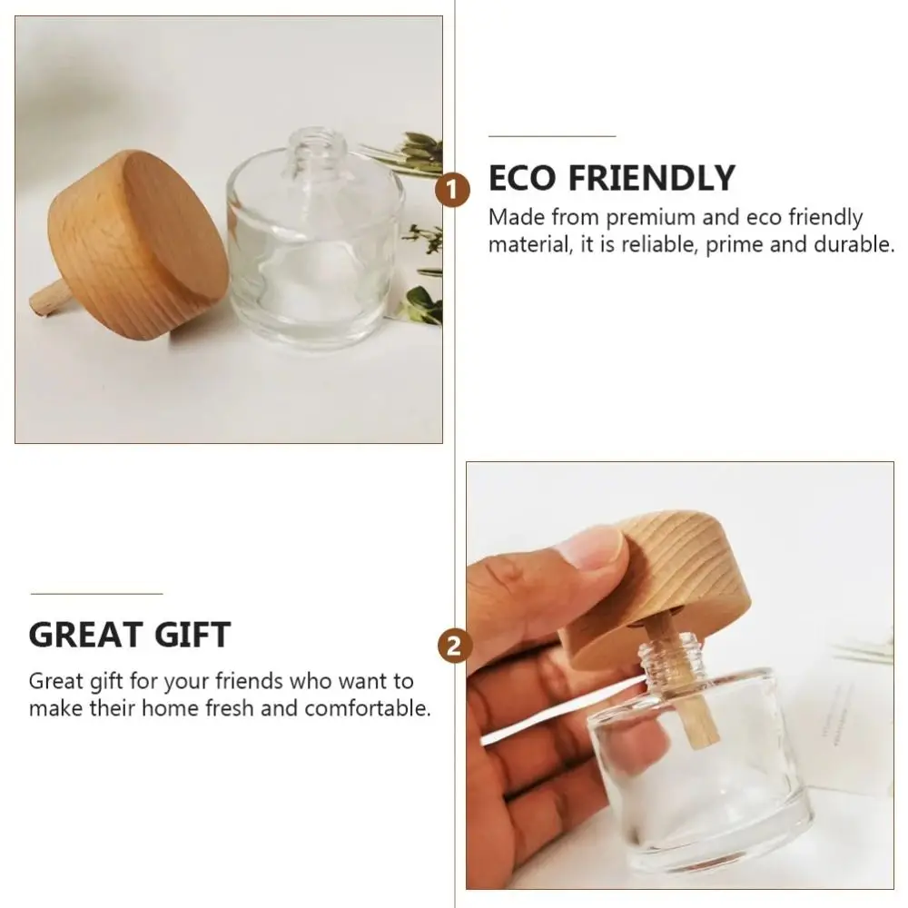 Glass Volatile Empty Bottle Refillable Creative Diffuser Bottles with Wooden Cap DIY Empty Essential Oils Containers Study
