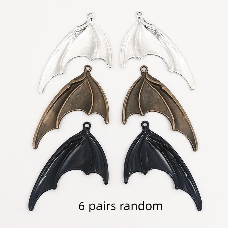 6 Pairs Retro Dark Gothic Halloween Bat Wings Dragon Wings Pendant Zinc Alloy DIY Jewelry Accessories image 6