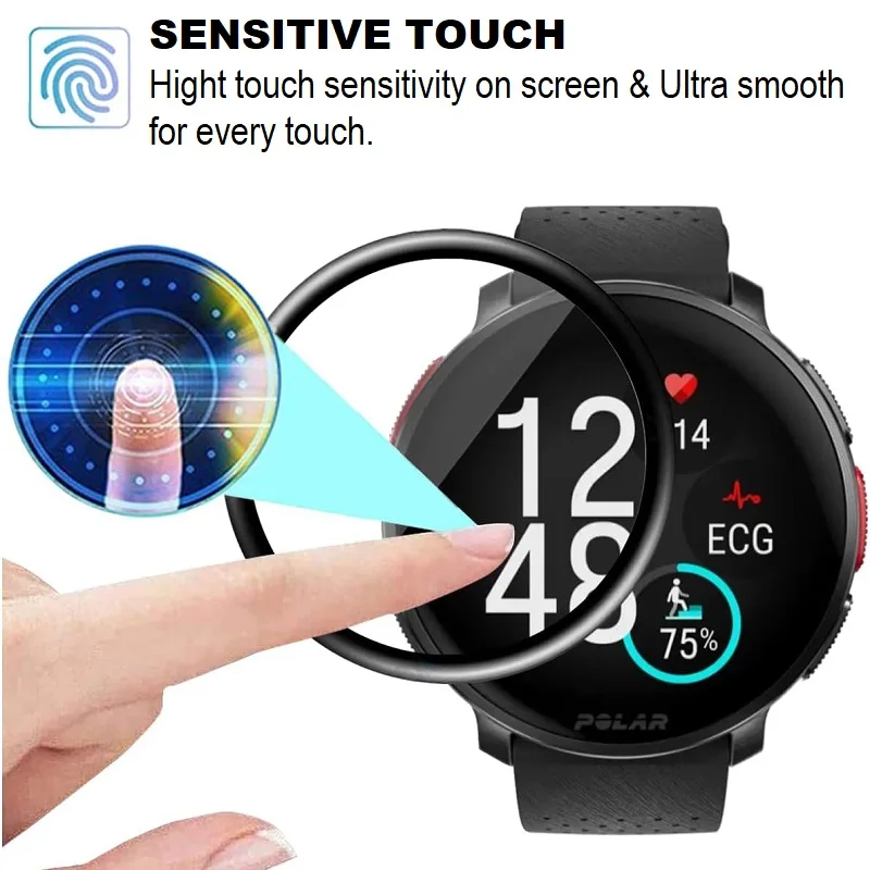 واقي شاشة ثلاثي الأبعاد منحني ، غطاء كامل ، غشاء واقي ناعم ، ساعة ذكية ، ميزة قطبية V3