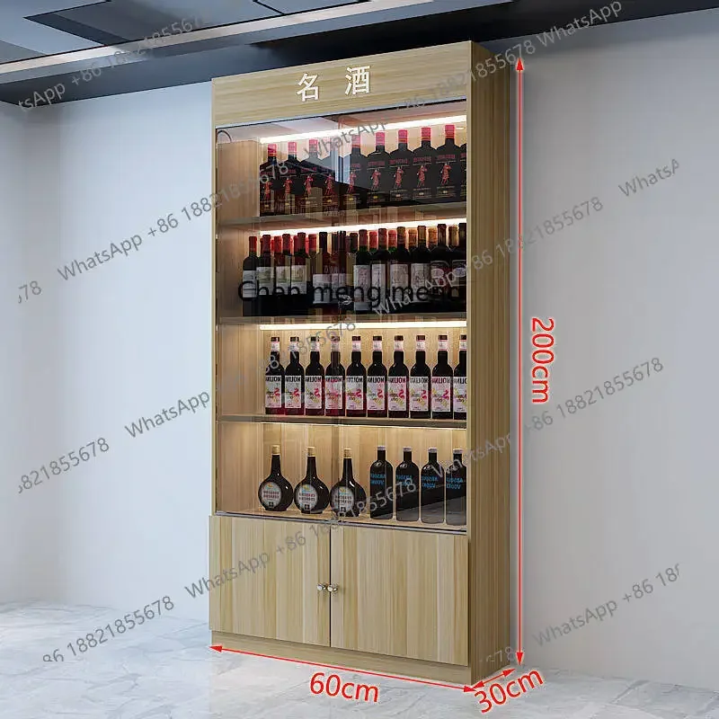 X Display cabinet Glass door with lock, tea shelf, display rack Display cabinet