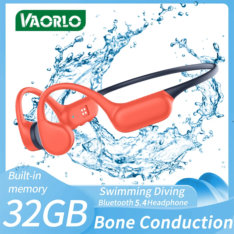 New X20  True Bone Conduction Wireless Headphone Bluetooth 5.4 IPX8 Depth Waterproof Built-in 32GB MP3 Play For Swimming Diving