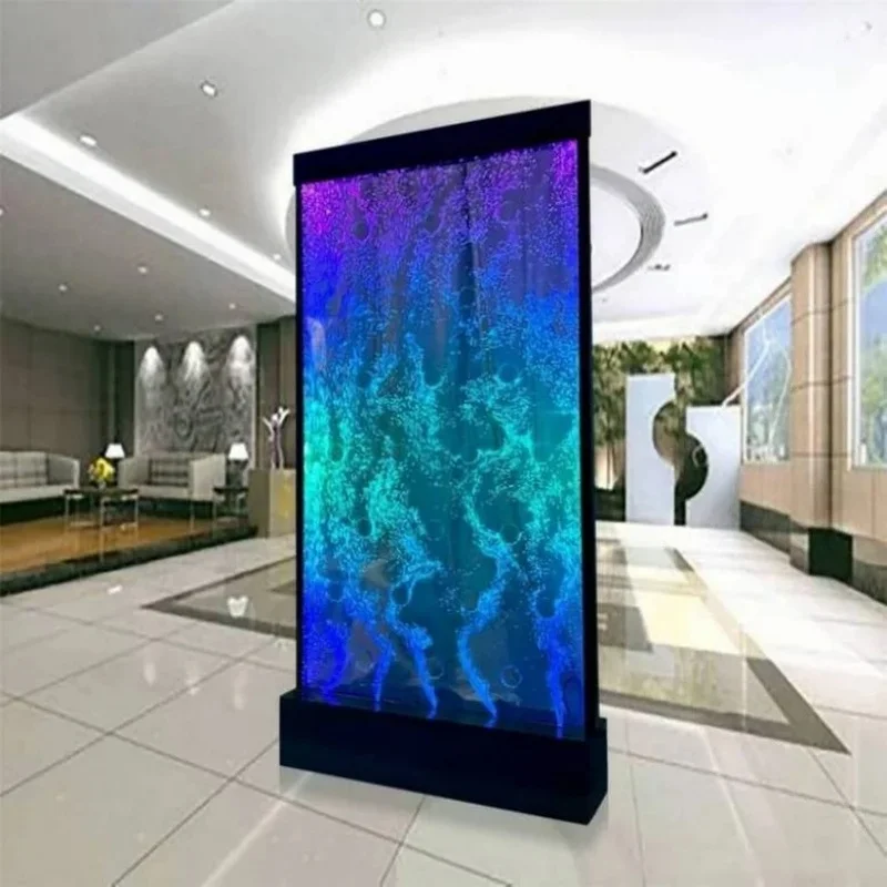custom.Customized Large Rectangle Acrylic Aquarium Wall Decorations Color Changing LED Lights Contemporary Design Recyclable/Dur