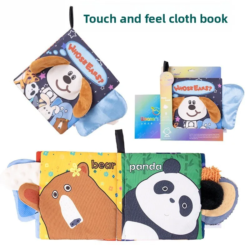 

Animal Ears Fabric Book Crinkle Paper Touch Early Learning Toy Safe Material Grasping Cognition Parent Child Interaction