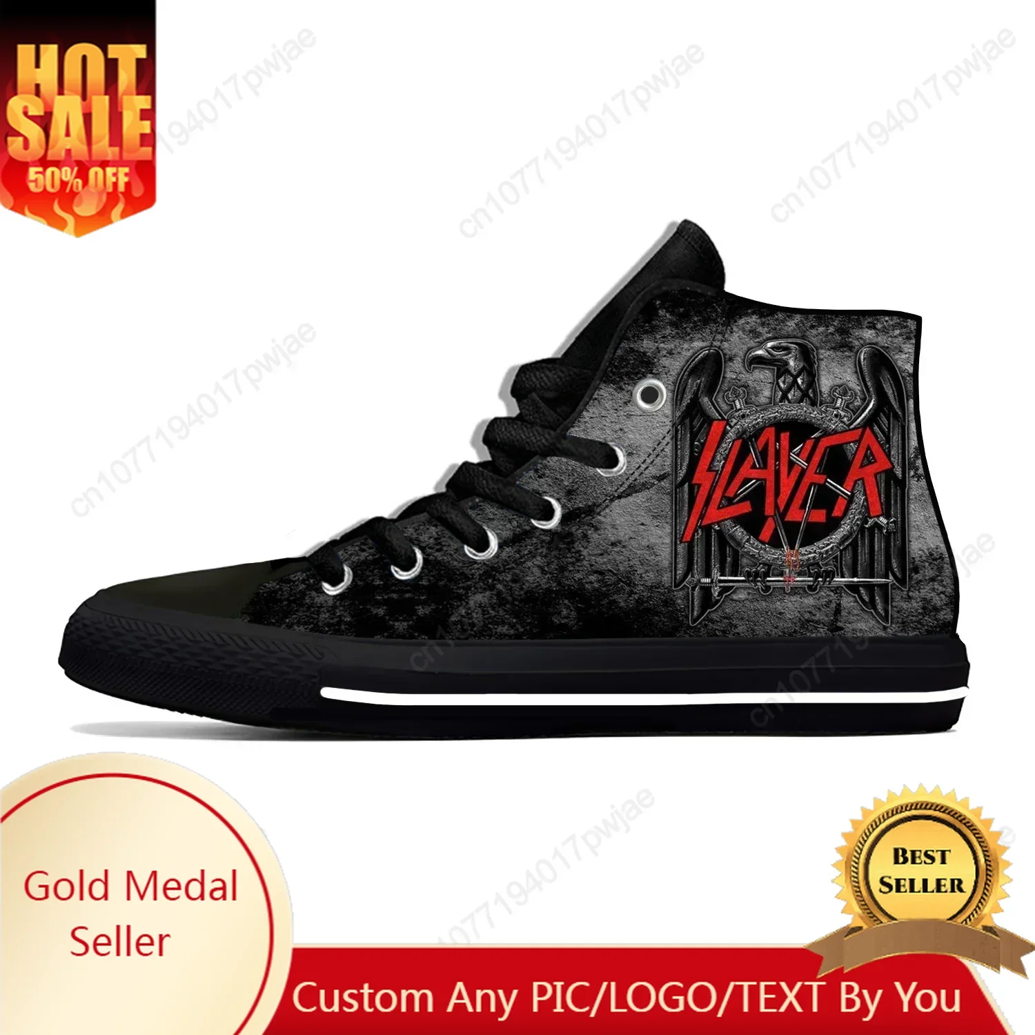 

Slayer Heavy Metal Rock Band Horror Scary Fashion Casual Shoes High Top Breathable Men Women Sneakers Lightweight Board Shoes