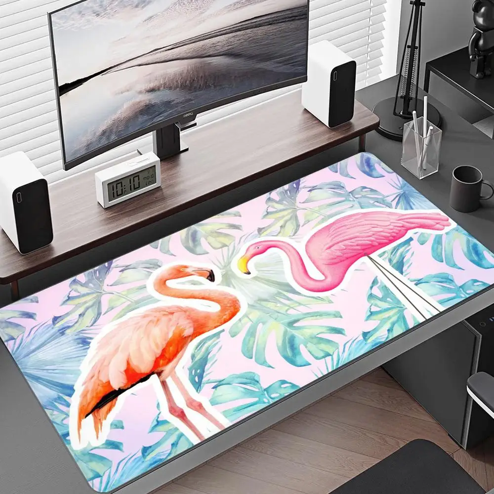 

Large Office Table Rubber Mat Cute Flamingo Mousepad Gaming Accessories Keyboard Deskmat Pc Gamer Cabinet Lock Edge Mousepad XL