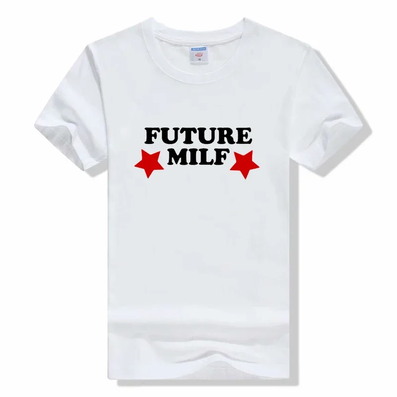 90s FUTURE MILF Print T-shirts Fashion Casual O Neck Short Sleeve Crop Tops Summer outdoor tee