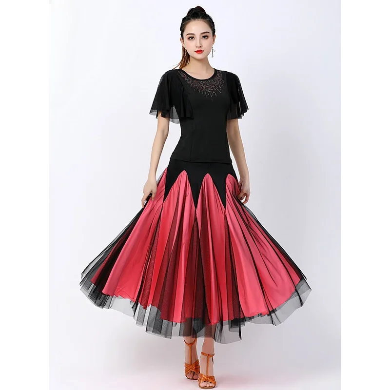 Traje de actuación de fiesta estándar de Tango para mujer, salón de baile, vestido de competición, faldas de baile de salón de Vals, 2 nuevas