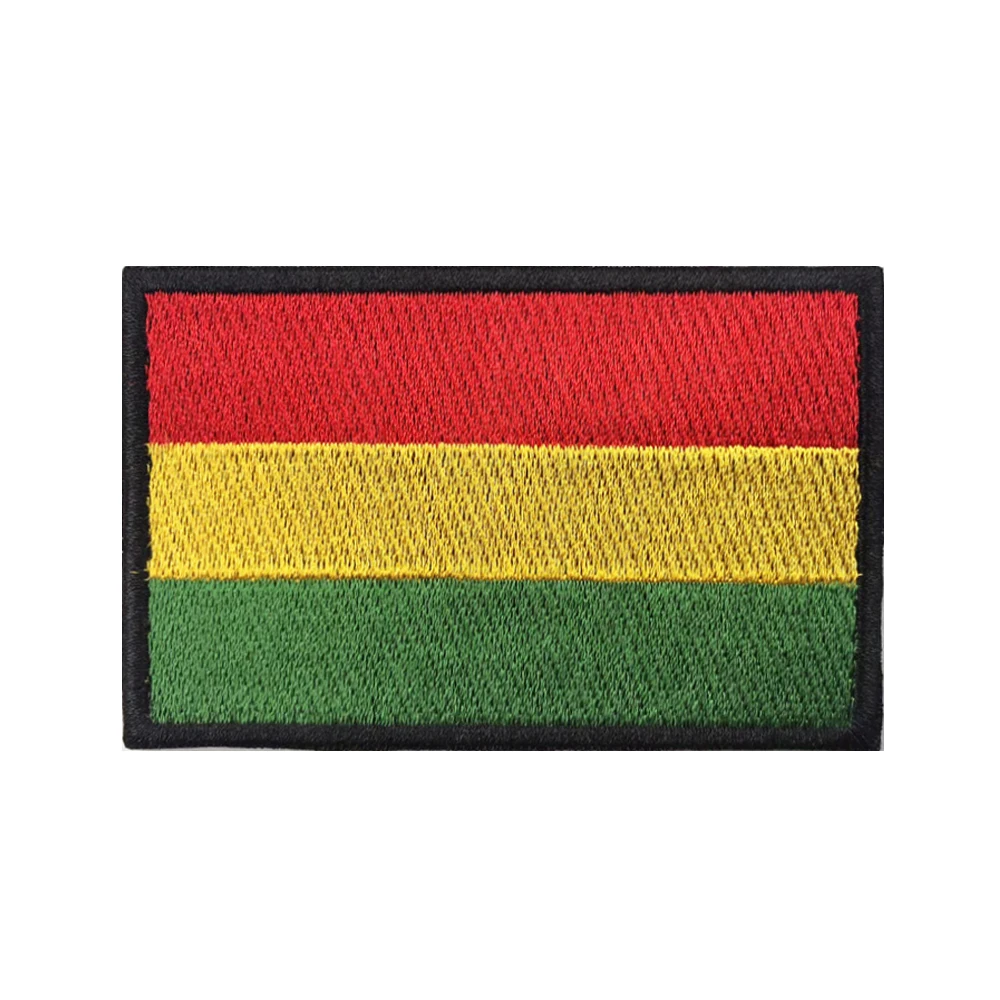 1PC Bolivia Flag Armband Embroidered Patch Hook & Loop Or Iron On Embroidery  Badge Cloth Military Moral Stripe