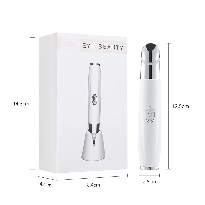 Massaggiatore per occhi con vibrazione - Penna di bellezza riscaldata per il trattamento delle occhiaie, riduzione delle rughe e assorbimento del siero facciale