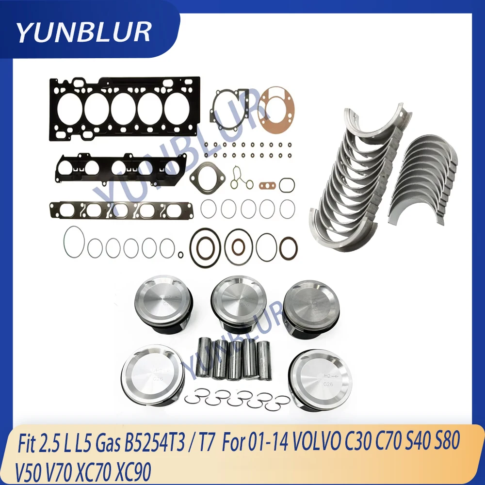 

STD Rebuild Full Gasket Piston & Rings Bearing Kit Fit 2.5 L L5 Gas B5254T For 01-14 VOLVO C30 C70 S40 S80 V50 V70 XC70 XC90