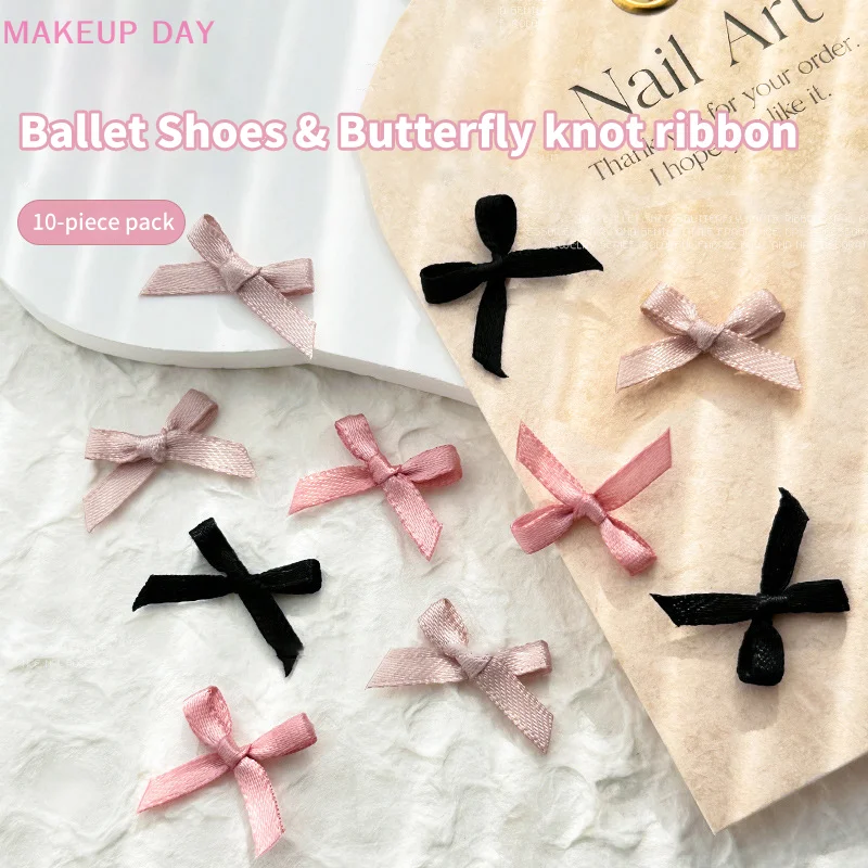 10Pcs Ribbon Bows Nail Art Charm Nail Decoration Fairy DIY Accessories Ornament Kawaii Nail Bows Decor Japanese Design