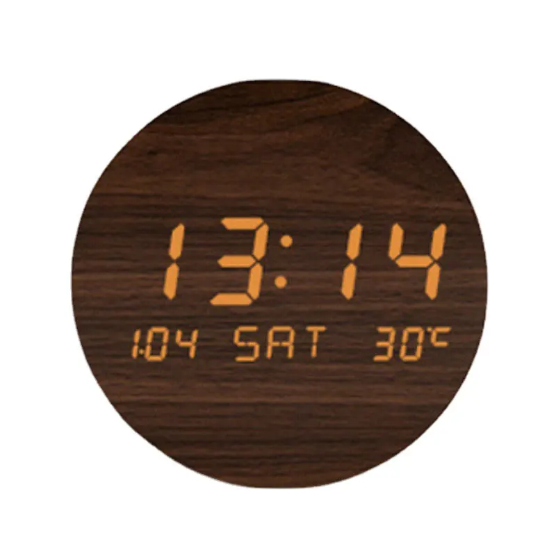 

3d Led Digital Clock Glowing Night Light Wooden Electronic Temperature Wall Clocks Perpetual Calendar Modern Home Decor Office