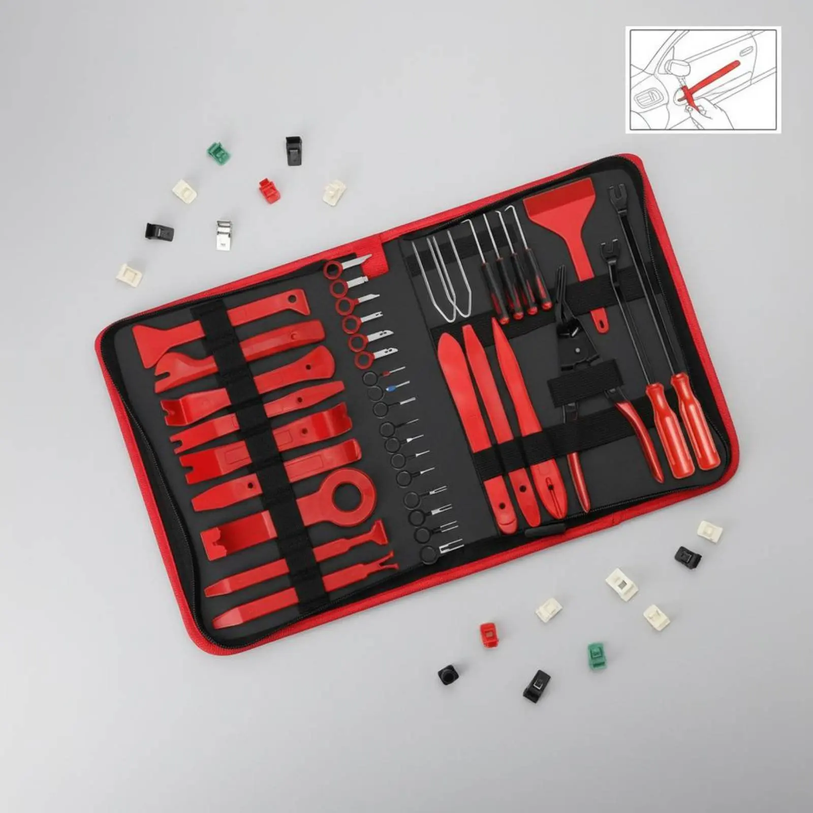 

Car Door Panel Pry Tool Set Long-Lasting Plastic Car Trim Removal Kit Vehicle Trim Removal Tool Kit Multi-Piece for Garage