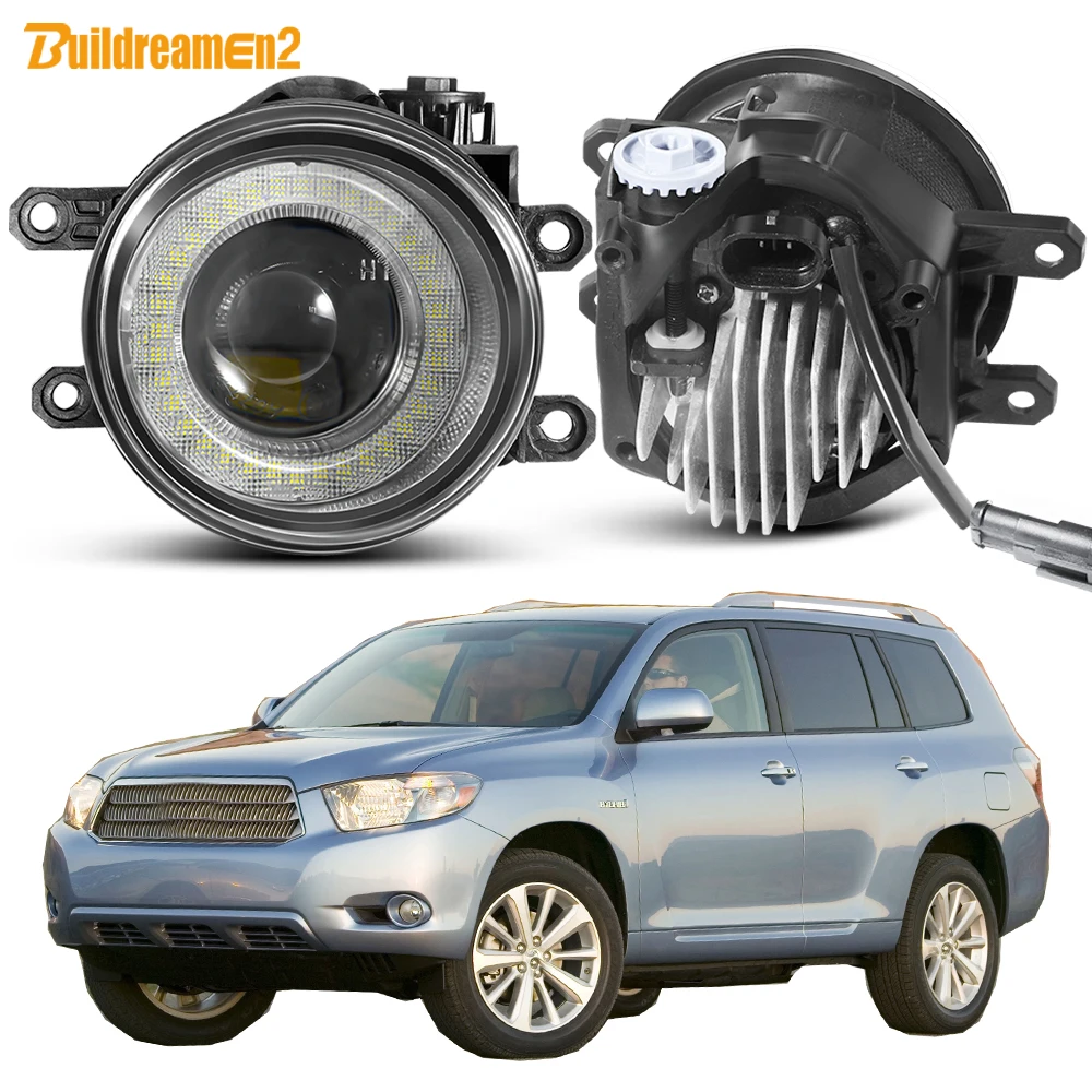 

2 Pieces Car Fog Light Assembly 40W 4000LM LED Lens Angel Eye Daytime Running Lamp DRL 12V For Toyota Highlander 2008 2009 2010