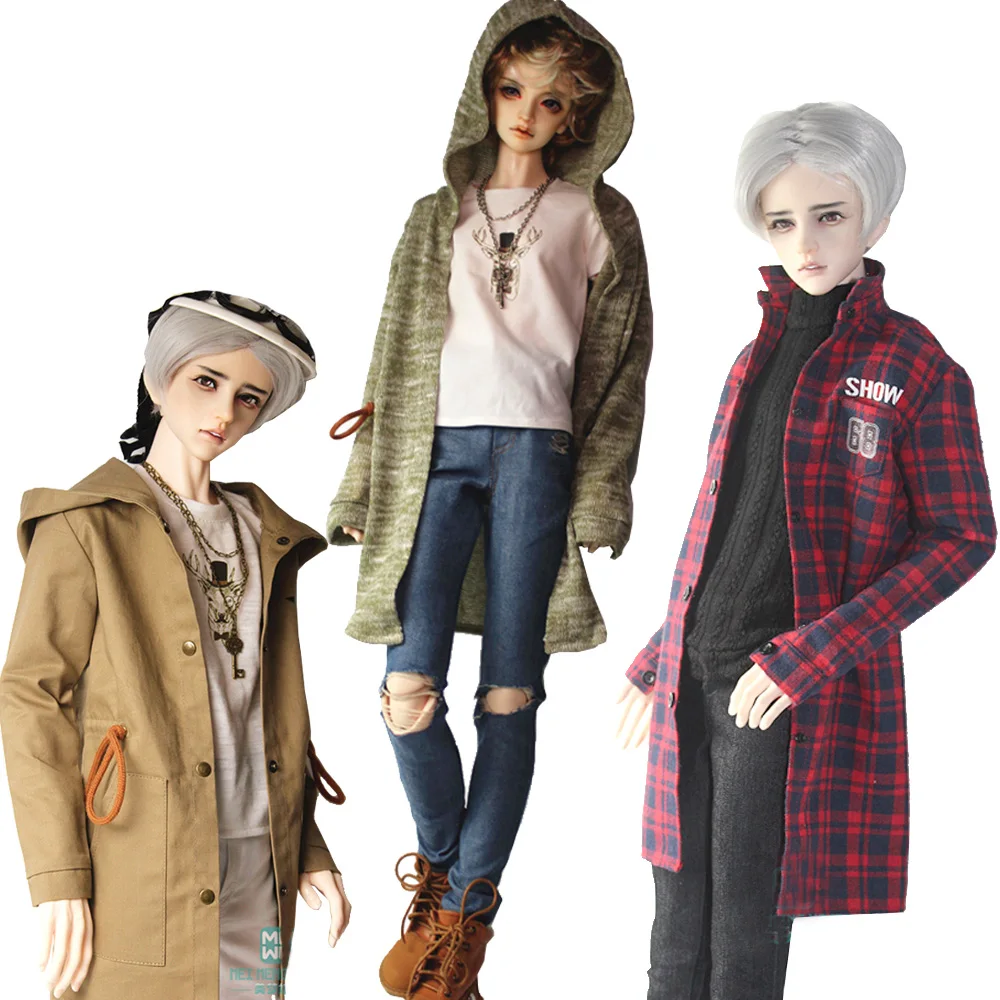 

Clothes for doll fit 65-72cm DK SD17 POPO68 BJD uncle black plaid fashion Casual plaid shirt denim trousers cardigan