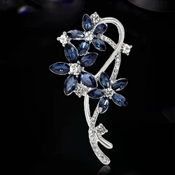 Trendy Rhinestone Flower Bouquet Brooches for Women Unisex Flower Pins 2-color Available Office Party Gifts Accessories