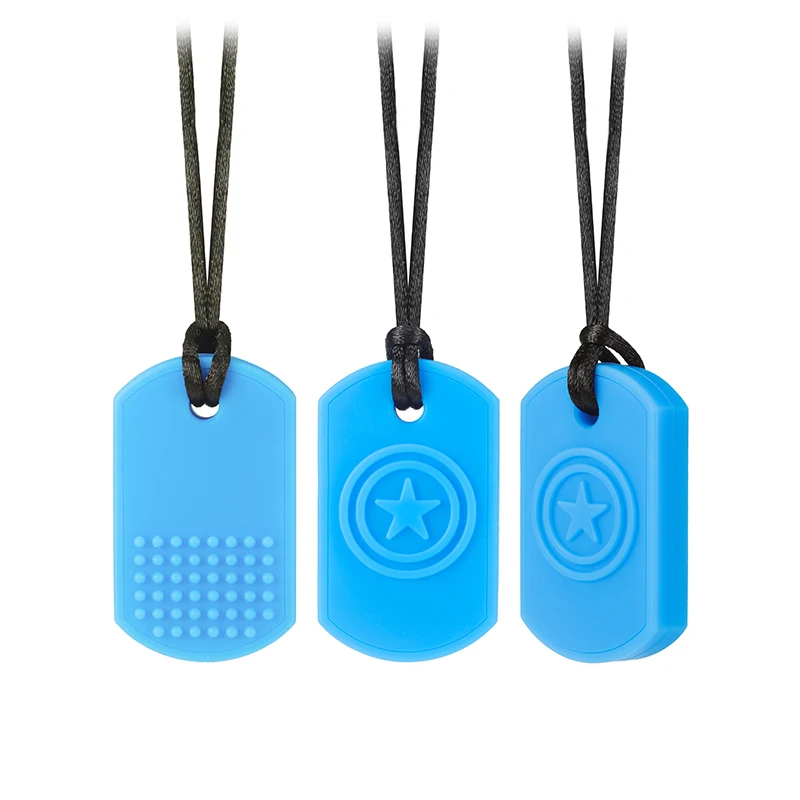 1 قطعة سيليكون عضاضة العلامة الحسية مضغ قلادة الطفل التمريض التسنين لعبة مجوهرات للأطفال العض مع التوحد