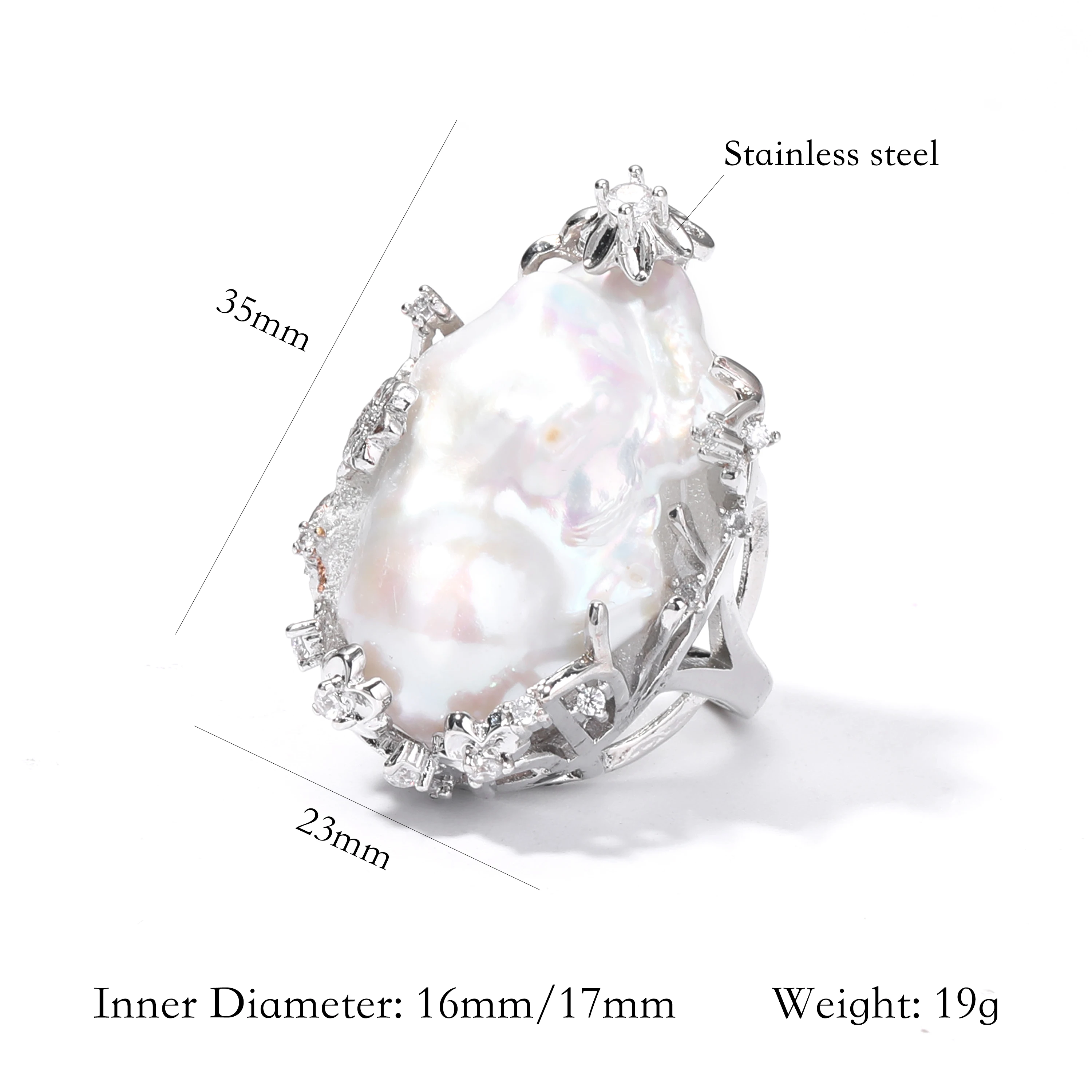 Natürlicher Barock-Perlenring Verstellbar Warme Töne Transparente Farbenfrohe Unregelmäßige Süßwasserperlen Damen-Modeschmuck – Detail 2