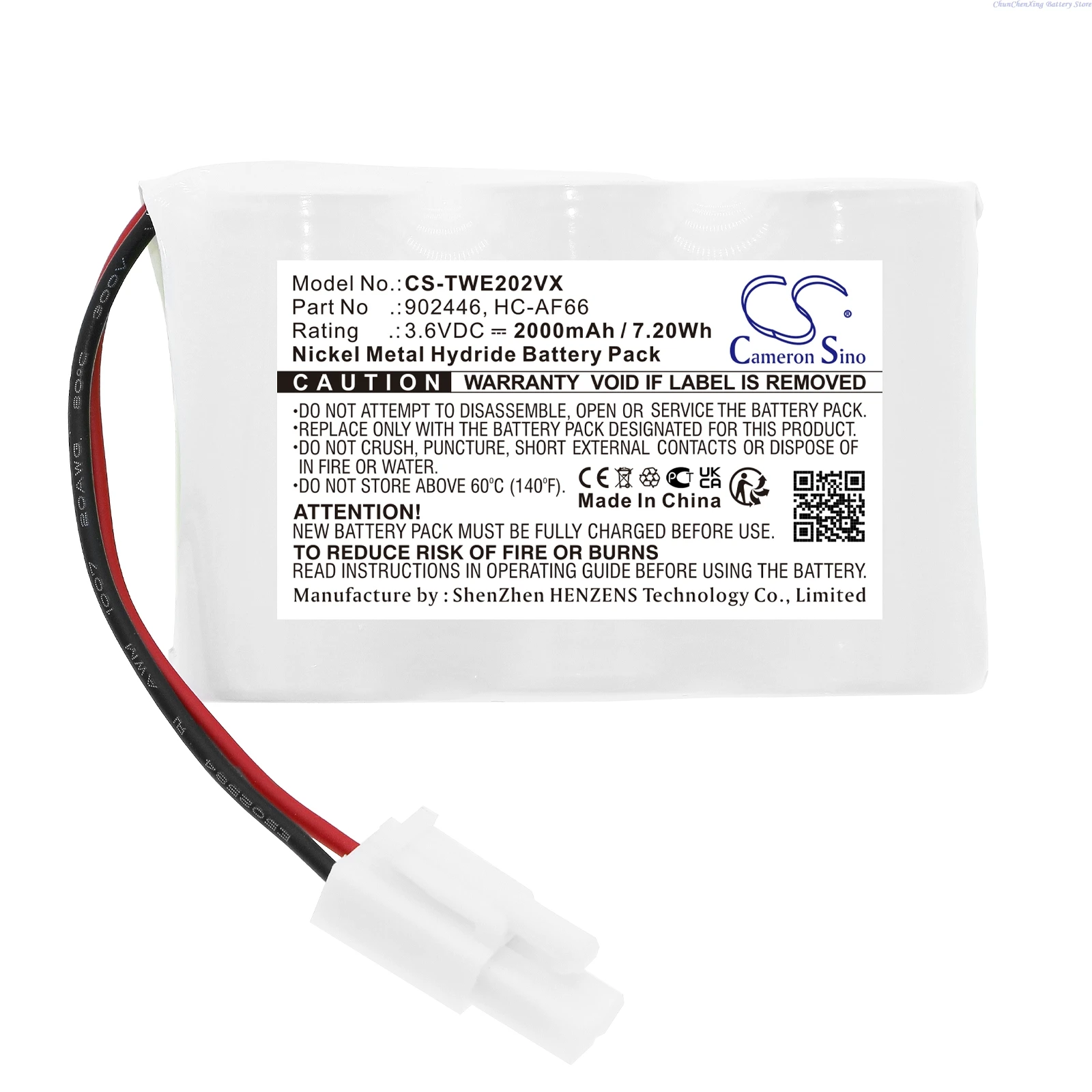 

Cameron Sino 3.6V 2000mAh Vacuum Battery 902446, HC-AF66 for TWINBIRD HC-E202,HC-E202W,HC-E22C,HC-EB02,HC-EB02W,HC-R20 +TOOL