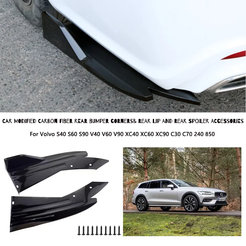 Rear Bumper Lip Diffuser Splitter Canard Protector Front For Volvo S40 S60 S90 V40 V60 V90 XC40 XC60 XC90 C30 C70 240 850