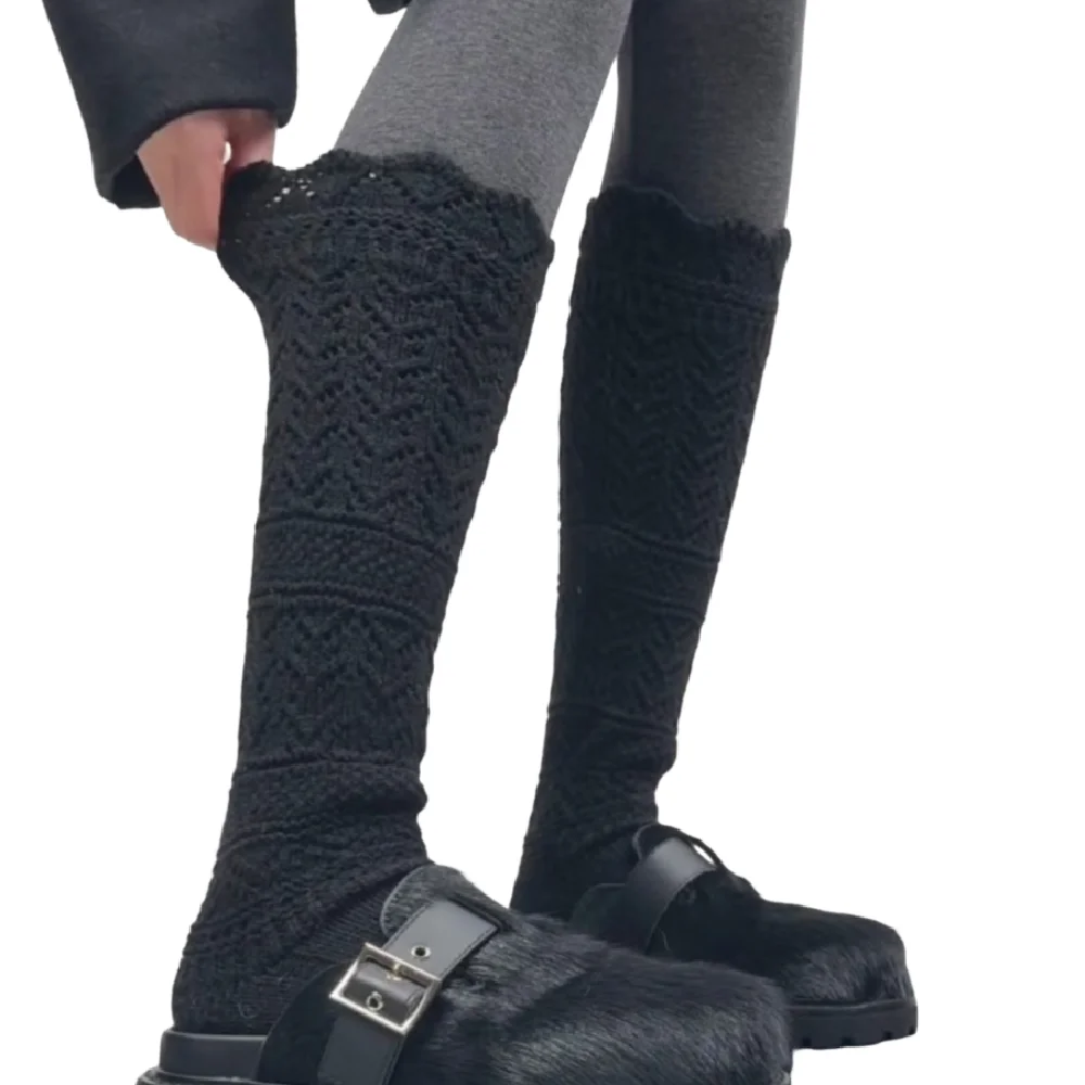 Fashion Y2K Knitted Foot Cover Sweet Warm Lolita Boots Cover Soft Solid Color Mid-tube Sock Lolita