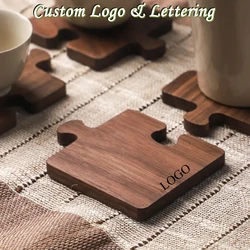 Custom Logo Wooden Creative Japanese Tea Ceremony Jigsaw Coaster Tea Tray Bamboo Wood Heat Insulation Mat