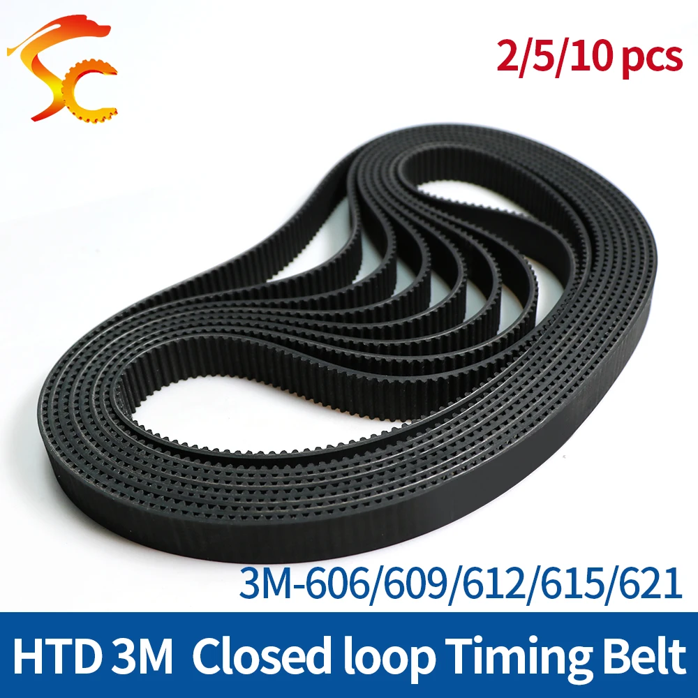 HTD 3M Timing Belt Pitch 3mm Length=606/609/612/615/621mm Width=6/10/15mm 3M Closed-Loop Synchronous Belt