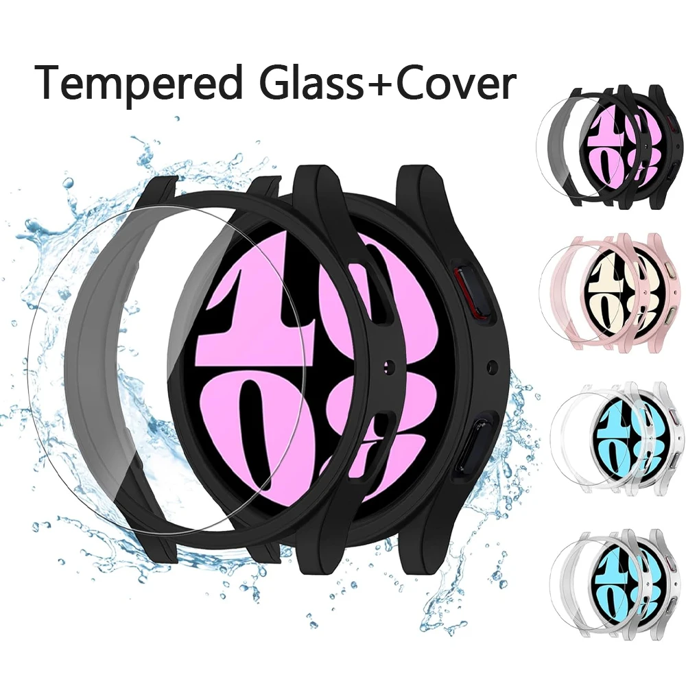 Case for Samsung Galaxy Watch 6 Classic 43mm 47mm 44mm 40mm PC Frame Bumper Cover+Tempered Glass Galaxy Watch 6 Screen p