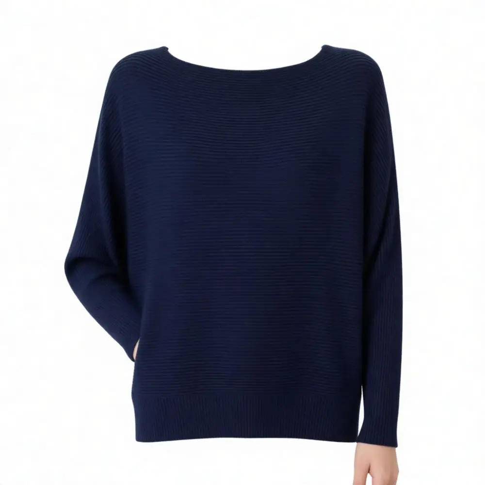 Women Soft Knit Sweater Off Shoulder Batwing Sleeve Pullover Casual Loose Fit Spring Autumn Elegant Comfortable Solid Knitwear