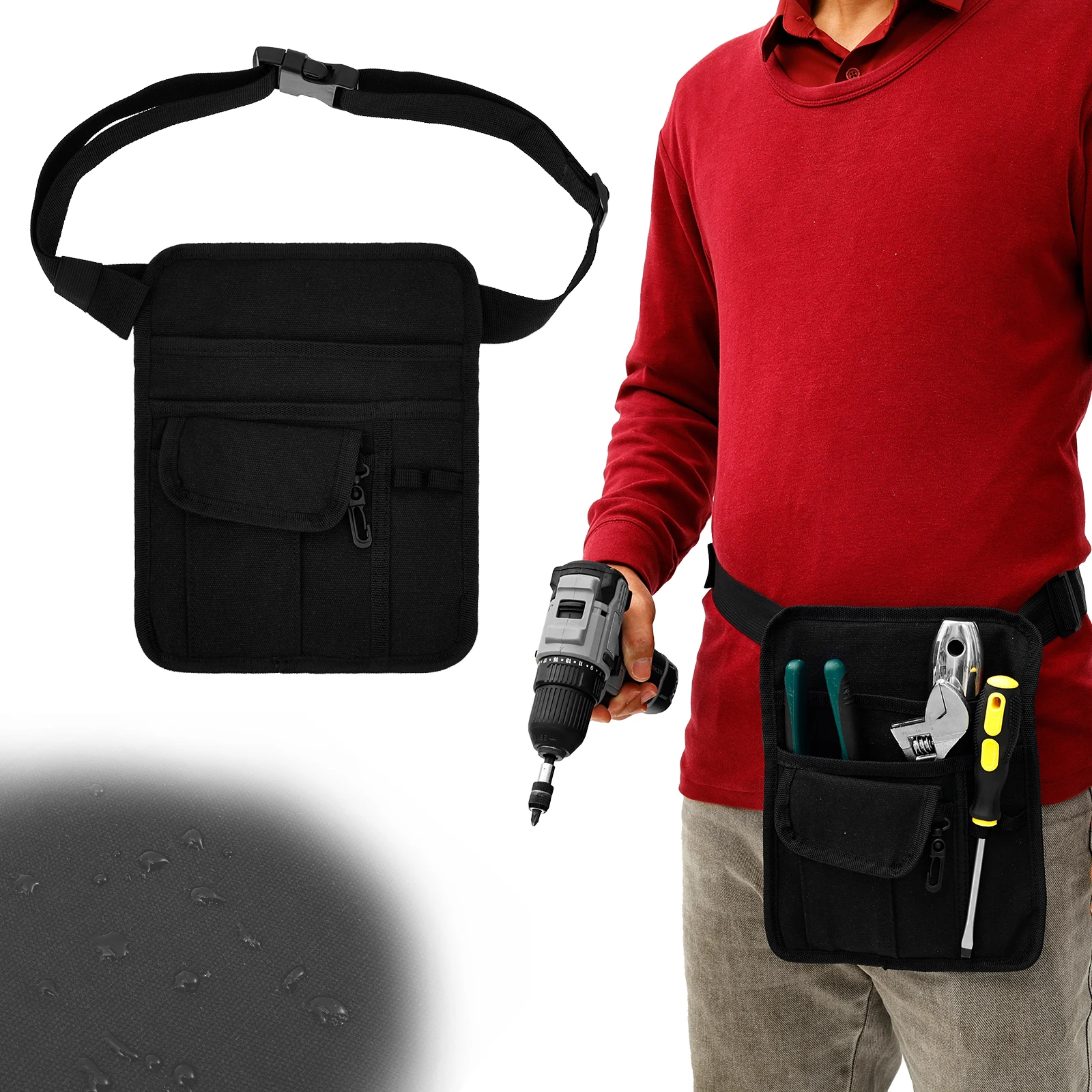 

Поясная сумка для денег для официанта Сумка для инструментов Сумка премиум-качества для ресторана с регулируемым поясом-карандашом и держателем для клетки