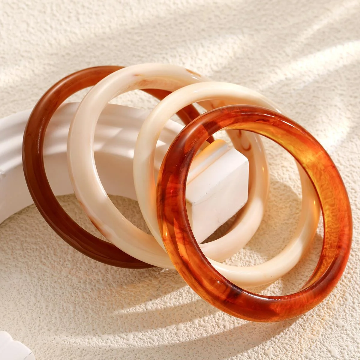 4pcs Elegant Retro Acrylic Bracelet Set for Women Fashion Punk Simple Resin Stackable Bangle Boho Daily Wear Party Jewelry Gifts - view 5